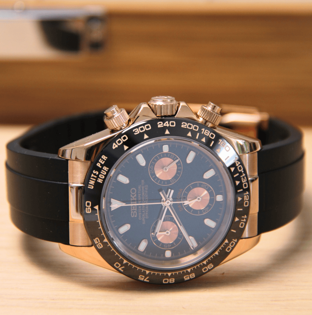 SEIKO MOD DAYTONA | VK63 OYSTERFLEX ROSE GOLD