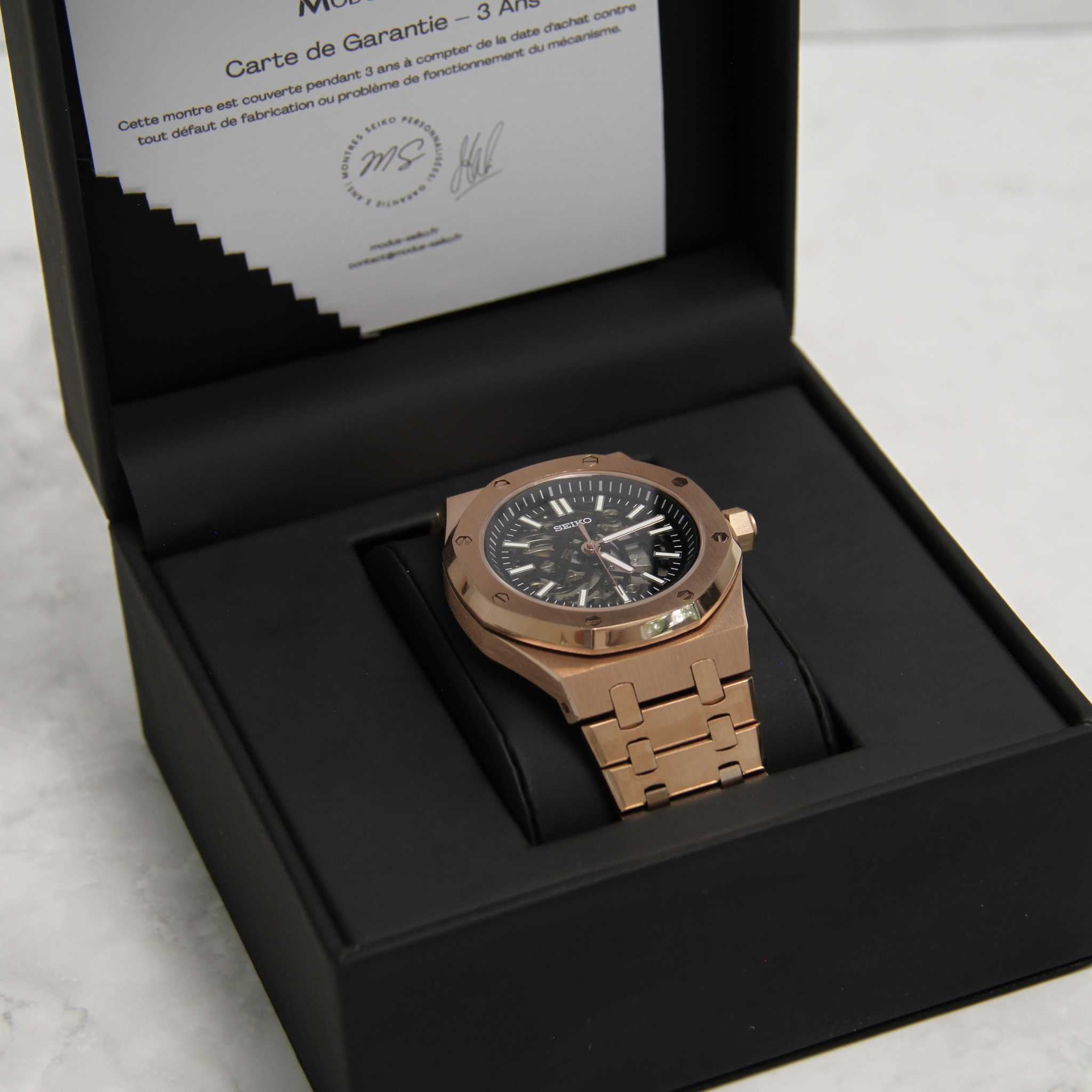 SEIKO MOD ROYAL OAK | ROSE GOLD SKELETON