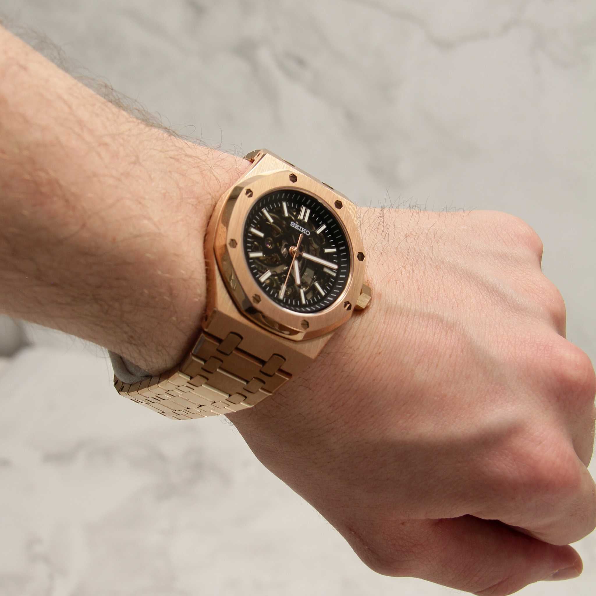 SEIKO MOD ROYAL OAK | ROSE GOLD SKELETON
