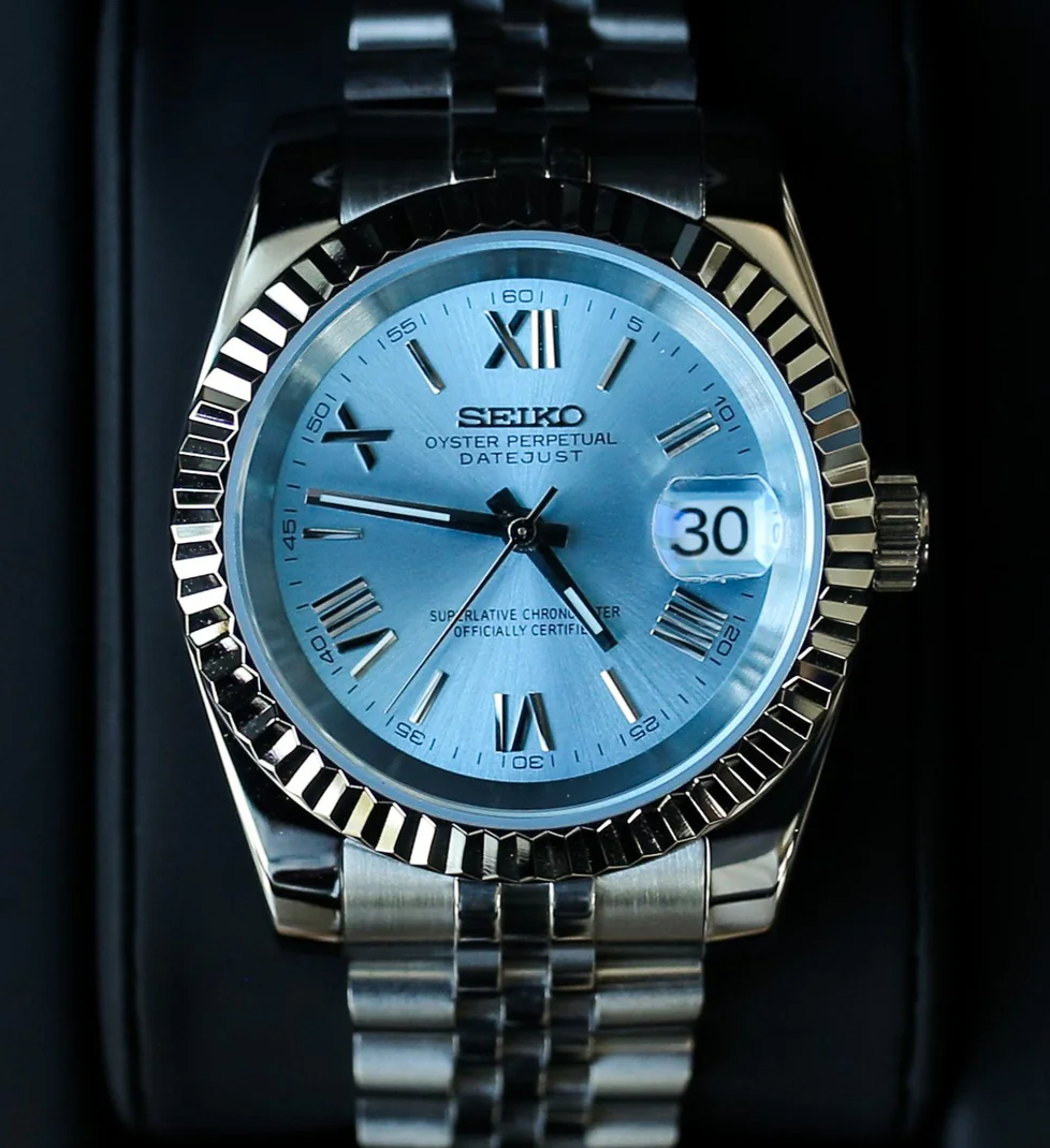 SEIKO MOD DATEJUST | ROMAN NUMERALS BLUE