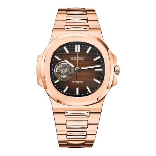 Montre Seiko Mod Nautilus Marron Squelette Cœur Ouvert – mouvement automatique Seiko NH35